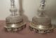 Pair 2 Antique Cut Clear Crystal Ornate Silver - Plate Base Electric Table Lamps Lamps photo 1