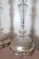 Pair 2 Antique Cut Clear Crystal Ornate Silver - Plate Base Electric Table Lamps Lamps photo 2