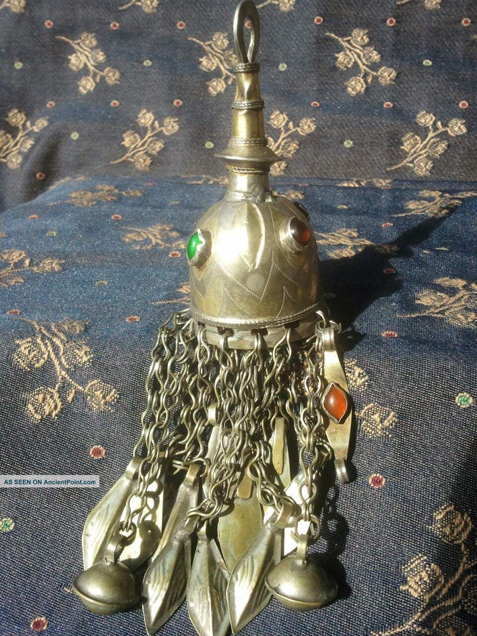 Antique Arabic Ottoman Handmade Pendant Yellow Copper And Silver Plated. Islamic photo