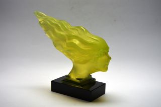 Czech Art Deco Uranium Glass Spirit Of Wind Sculpture Hoffmann Marked photo