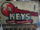 Rare Early 1930 ' S Key Display Rack With Metal Sign And Classic Car Key Blanks Display Cases photo 4