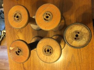 Vintage Antique Akron Industrial Textile Mill Wooden Boobin Large Thread Spools photo