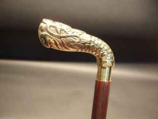 Vintage Antique Style Brass,  Wood Victorian Walking Stick Cane photo