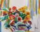 Lrg Vintage Yovan Radenkovitch Modernist Fauvist Floral Stillife Oil Painting Nr Mid-Century Modernism photo 2