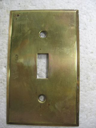 Vintage Made Usa.  040 Solid Brass Electrical Single Switch Cover Plate,  Exc, photo
