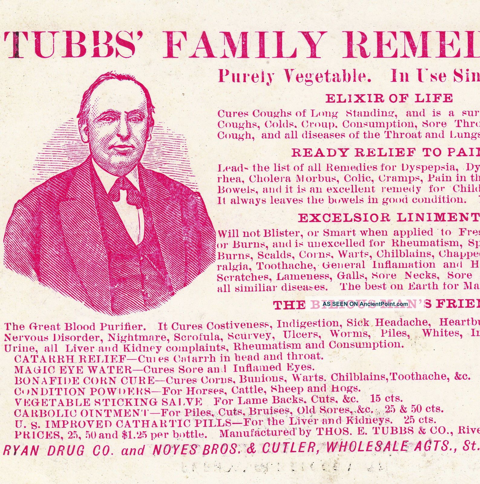 Man Or Beast Teething Toothache Remedy Liniment Tubbs Cure - All Advertising Card Quack Medicine photo