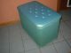 Vintage Mid Century Modern Pearl - Wick Teal Storage Hassock/bench/hamper/chest Post-1950 photo 4