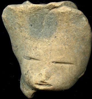 Pre - Columbian 2 Odd Aztec Zolapan Clay Figure Heads,  Ca;800 - 1400ad photo