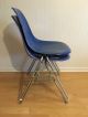 Herman Miller Charles Eames Fiberglass Side Shell Chairs 2 Ultra Marine Blue Mid-Century Modernism photo 2