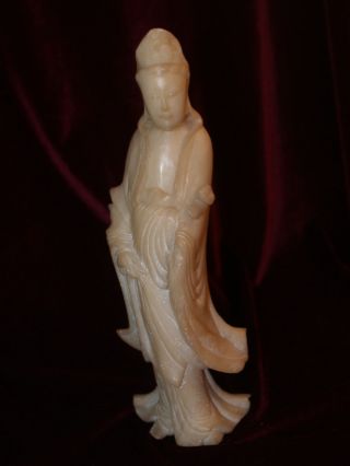 Fine Antique Chinese Soapstone Statue Of Guan Yin 19th Century Ching Dynasty photo
