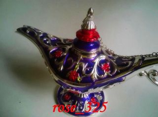 Handwork Miao Silver & Cloisonne Carving Flower Magical Aladdin Lamp Pink Nr photo