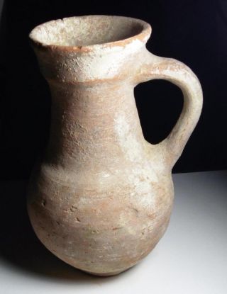 Hhc Roman Terra Cotta Pitcher,  From Holyland,  Authentic,  200 - 300 A.  D.  (h2054) photo