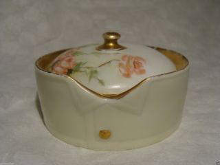 Antique Rosenthal Germany Hand Painted Porcelain Stud Collar Button Box German photo
