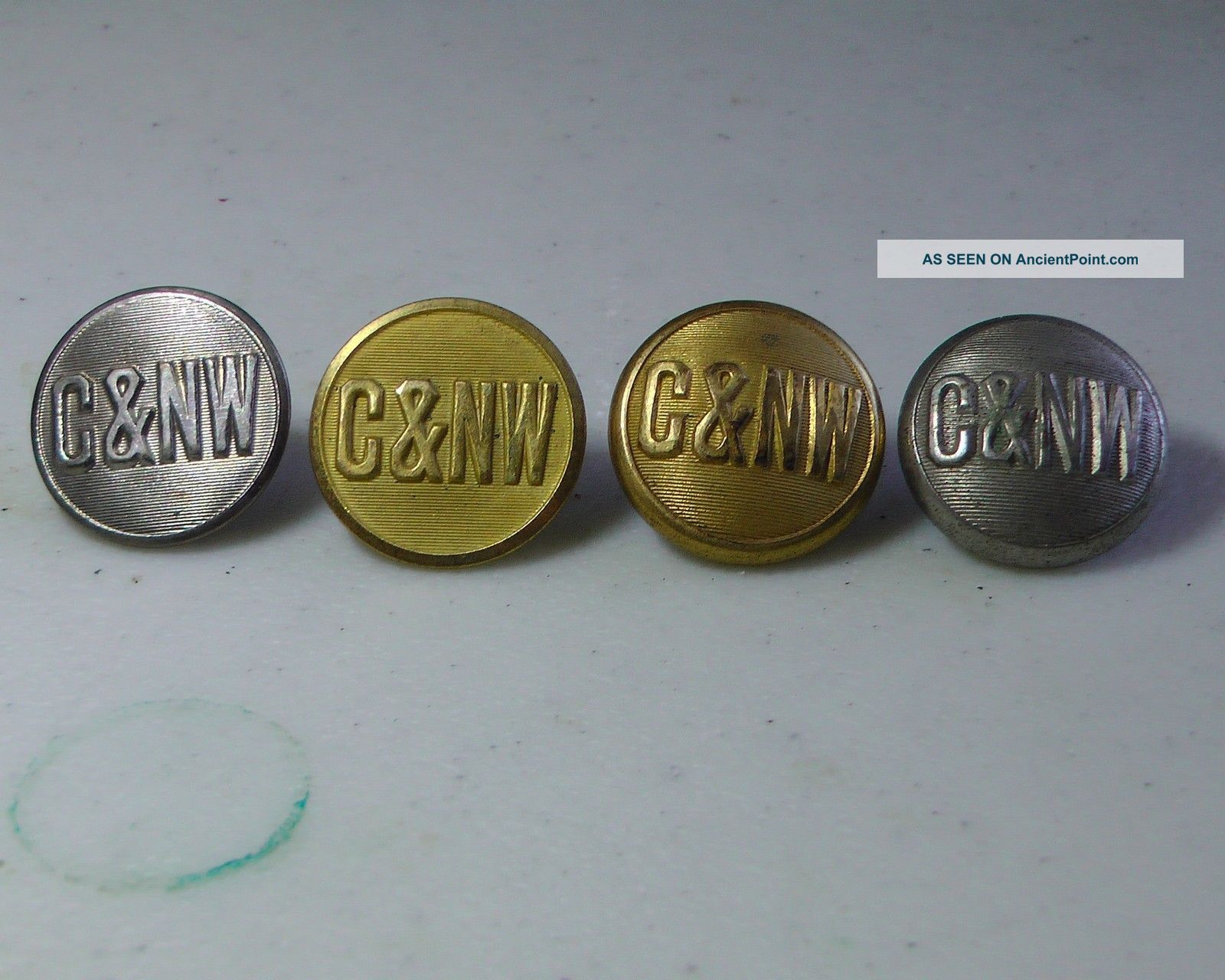 2 - 1887 & 2 - 1917 Chicago & Northwestern Railroad Uniform Coat Buttons 23mm Buttons photo