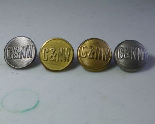 2 - 1887 & 2 - 1917 Chicago & Northwestern Railroad Uniform Coat Buttons 23mm photo