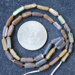 Ancient Roman Glass Beads 1 Medium Strand Brown 100 - 200 Bc 0328 photo
