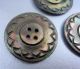 3 Antique Buttons Hand Carved Shell Dark Mother Of Pearl Buttons photo 1
