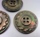 3 Antique Buttons Hand Carved Shell Dark Mother Of Pearl Buttons photo 2