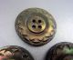 3 Antique Buttons Hand Carved Shell Dark Mother Of Pearl Buttons photo 3