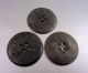 3 Antique Buttons Hand Carved Shell Dark Mother Of Pearl Buttons photo 4