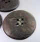 3 Antique Buttons Hand Carved Shell Dark Mother Of Pearl Buttons photo 6
