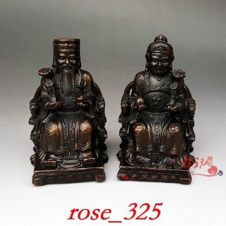 A Pair Exquisite Chinese Copper Handmade Archaize Ruyi Immortal Statues photo