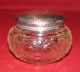 Edwardian Vanity / Dressing Table Jar Solid Sterling Silver Top,  Birmingham 1904 Bottles photo 7