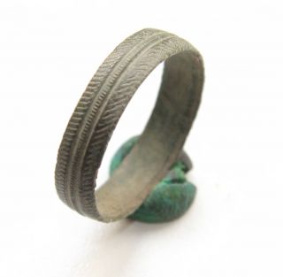 Ancient Old Medieval Bronze Ring (dcr25) photo