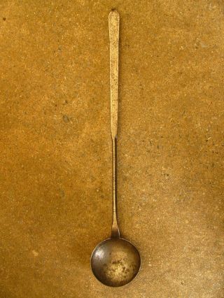 Antique 19th C Decorated Hearth Hand Wrought Forged Iron Tasting Spoon Ladle photo