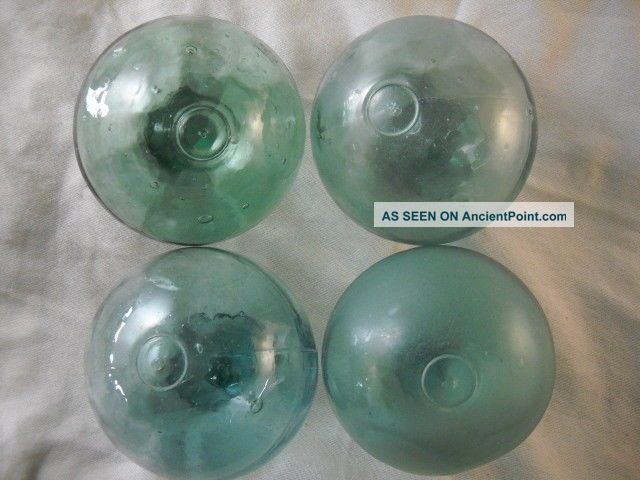 4 Authentic Japanese Glass Fishing Floats With Tiny Marks In A Circle Fishing Nets & Floats photo