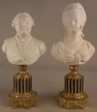 Louis Xvi And Marie Antoinette Busts Statues Gold Gilt Bases French Style photo