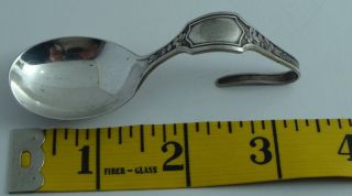Antique Watrous Mfg 925 Sterling Silver Loop Baby Spoon Engravible Rare photo