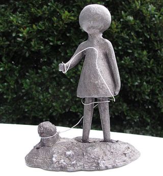 Mid Century Modern 1960 ' S Wm Lattimer Sculpture Lead Girl Child/dog Pop Art Yqz photo