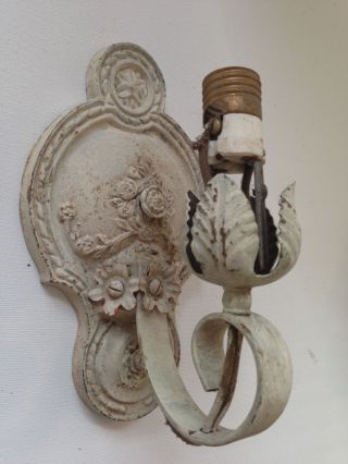 C.  1900 Victorian Cast Iron Electric Candle Sconce - - Only One Left photo