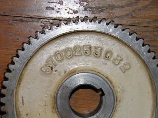 Antique,  Industrial,  Lamp Base,  Cast Iron,  Wheel/gear,  Marked 60,  Diam.  6 