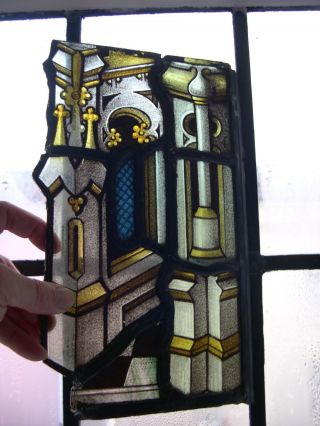 F75 - Antique Stained Glass Window Fragment - Leaded Architectural Section photo