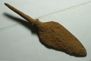 Ancient Roman Battle Weapon Javelin Arrowhead Bolt Head Tanged Blade Artifact photo