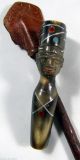 Egyptian Pharaohs Head Camel Whip Antique Silver Inlay Horn,  Leather Riding Crop Egyptian photo 1