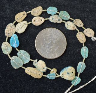 Ancient Roman Glass Beads 1 Medium Strand Aqua And Brown 100 - 200 Bc 0184 photo