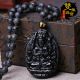 Natural Matte Black Obsidian Thousand - Hand Bodhisattva Pendant And Necklace 49 Necklaces & Pendants photo 1