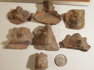 7 Taino Heads Arawak Puerto Rico Pre - Columbian Archaic Ancient Artifacts Mayan photo