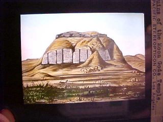 1890s Glass Lantern Slide Ancient Sumerian Ruins Temple Of Moon God Hand Colored photo