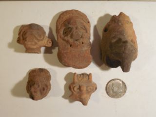 5 Taino Heads Arawak Puerto Rico Pre - Columbian Archaic Ancient Artifacts Mayan photo