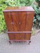 Art Deco Queen Anne Style Flame Mahogany Cocktail Cabinet Liquor Bar 1930s 1900-1950 photo 3