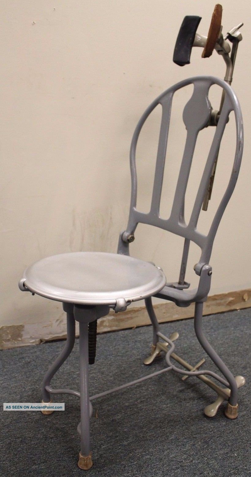Vintage Cast Iron Adjustable Dentist Dental Medical Chair Industrial Oddity 1900-1950 photo