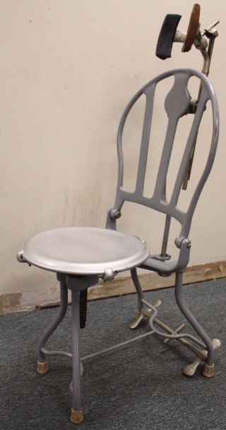 Vintage Cast Iron Adjustable Dentist Dental Medical Chair Industrial Oddity photo
