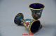 Boutique Chinese Cloisonne Copper Handwork Pair Small Wine Cup Glasses & Cups photo 2