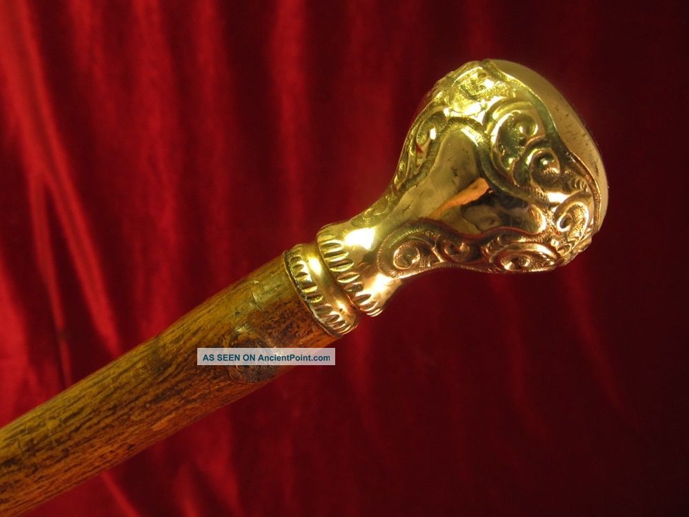 Antique Victorian Gold Handle Country Gentelman ' S Walking Stick Cane Circa 1900 Victorian photo
