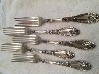 Vintage Pattern (grape) - 5 Luncheon/salad Forks - Rogers photo