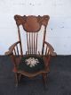 Early 1900 ' S Victorian Carved Oak Needlepoint Rocking Chair 7160 1900-1950 photo 3
